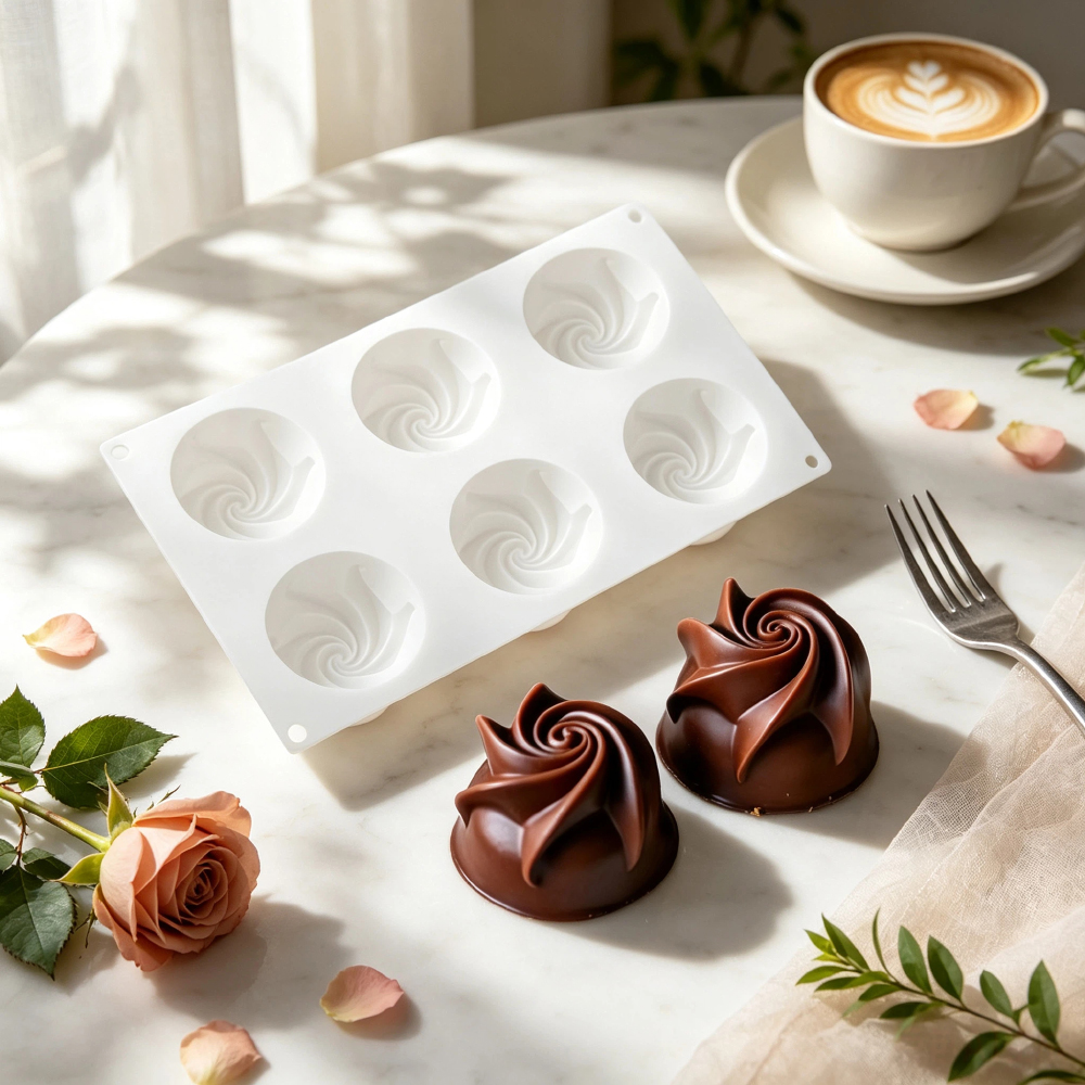 Soap Making Base - 6-Cell Base Carved Rose Design Silicone
