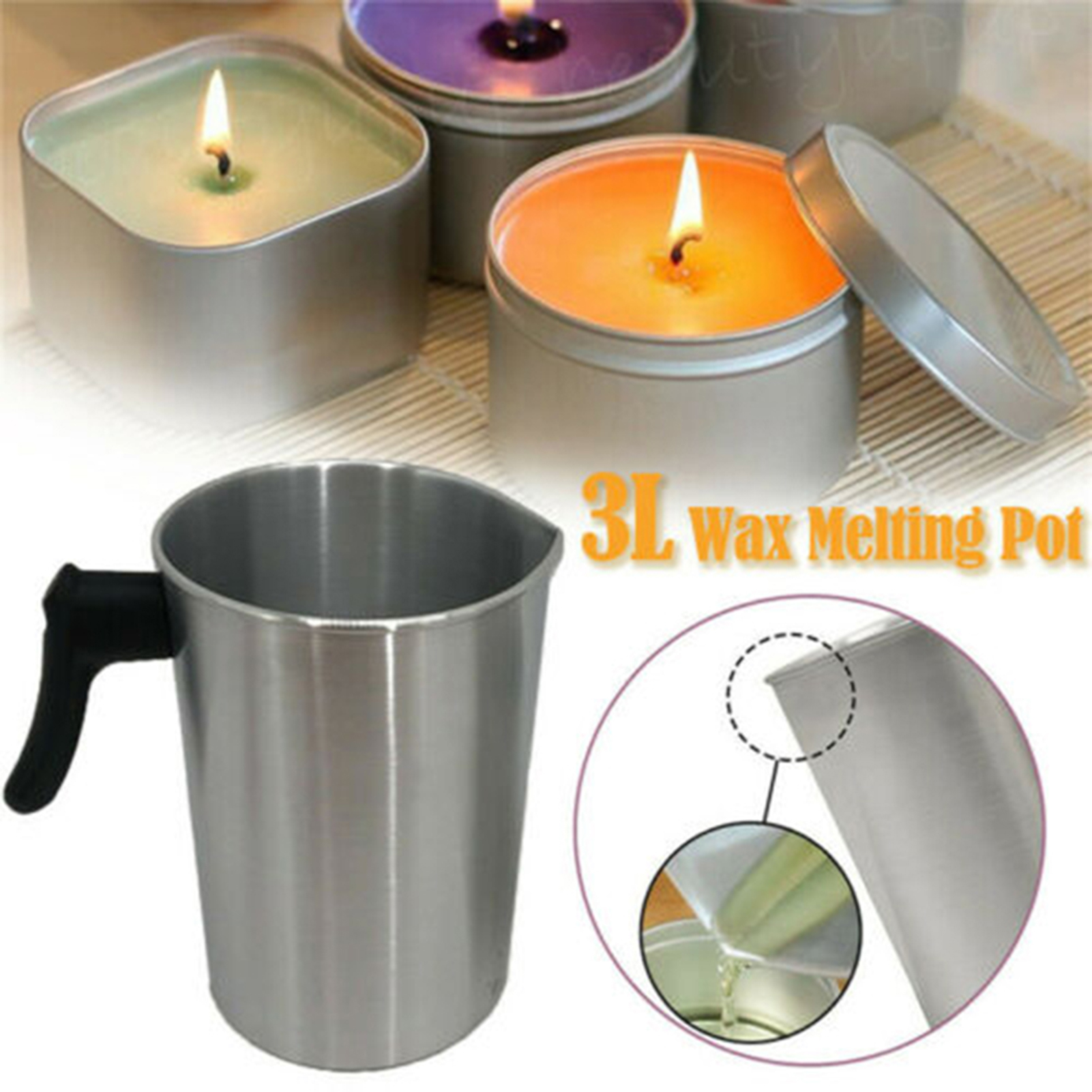 Soap Making Jug - 1.2L/1.8L/3L Aluminum Wax Melting Pot Sturdy