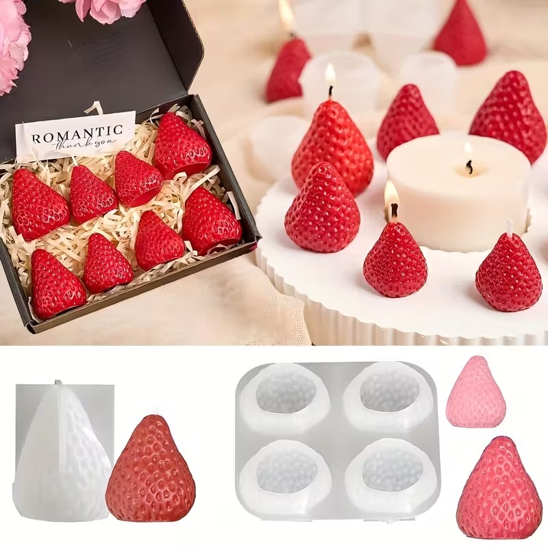 Strawberry Silicone Candle Mol - Soap Making Gifts recension och pris